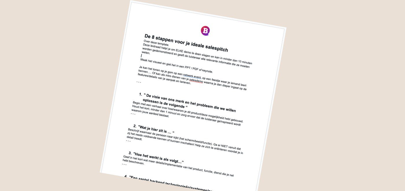 ‘De perfecte commerciële pitch’ Download gratis template met 8 stappen